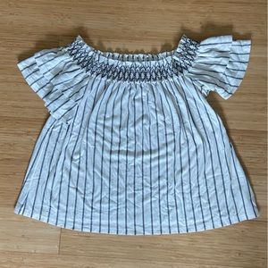 American Eagle Striped Off The Shoulder Top